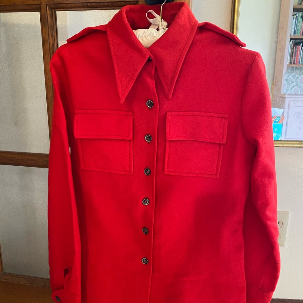 1970’s Vintage Red Wool Button Down Shirt